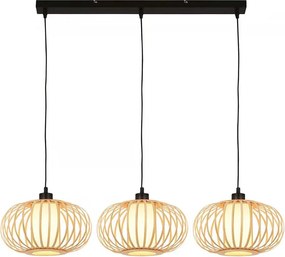 Briloner 4759031 - Závesné svietidlo na lanku 3xE27/10W/230V čierna/bambus