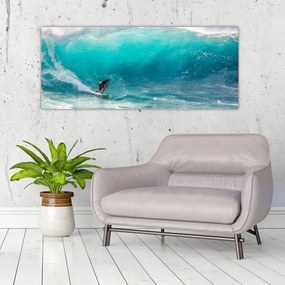 Obraz surferov vo vlnách (120x50 cm)