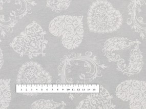 Biante Dekoračný okrúhly obrus PML-071 Srdce s ornamentami na sivom Ø 110 cm