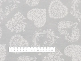 Biante Dekoračný oválny obrus PML-071 Srdce s ornamentami na sivom 120x140 cm
