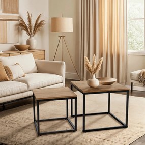 PROXIMA.store - Loftový set konferenčných stolíkov TEVET FARBA: čierny mramor, FARBA NÔH: čierna