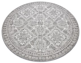 Šnúrkový okrúhly koberec SIZAL LOFT 21193 BOHO slonovinová kosť - sivý
