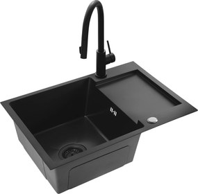 Rea Paul, 1-komorový oceľový drez 600x480x185 mm, čierna matná, ZLE-06011