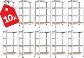Akcia 10x Regál 150x70x30 cm pozinkovaný 4-policový, nosnosť 700 kg