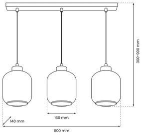 Luster na lanku SOMBRA 3xE27/60W/230V béžová