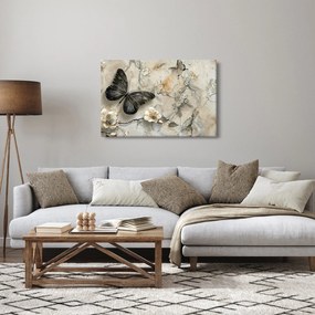 Obraz - Mramorové pozadie s motýľmi (90x60 cm)