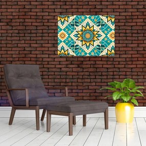 Sklenený obraz - Tyrkysový vzor (70x50 cm)
