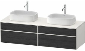 DURAVIT Zencha závesná skrinka pod dve umývadlá na dosku, 4 zásuvky, 1600 x 550 x 442 mm, dub čierny/biela super matná, ZE4825B16840000