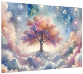 Sklenený obraz – Strom života v oblakoch (70x50 cm)