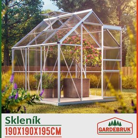 Jurhan Záhradný skleník z polykarbonátu so základňou, 190x190x195cm