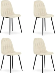 Set štyroch jedálenských stoličiek PADVA zamatové béžové / čierne nohy (4 ks)