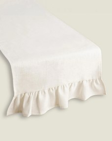 Bežec s volánom 40x160 cm farba produktu biela látka polopriehľadný, zapletaná