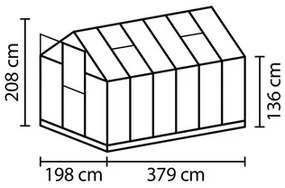 Skleník Vitavia Triton 7500 polykarbonát 4 mm 198x379 cm čierny vr. základového rámu