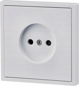 Elektrická zásuvka jednoduchá biela fi60 s bielym rámom