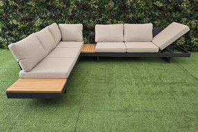 Multifunkčný hliníkový nábytok MARCO bez stola s béžovými poduškami