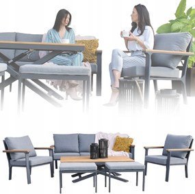 CH Súprava hliníkového nábytku s teakovým drevom - antracit