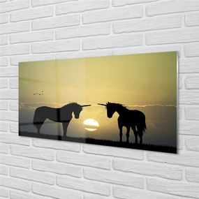 Obraz na akrylátovom skle Poľné sunset jednorožce 140x70 cm