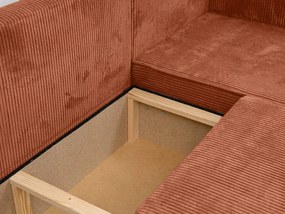 Terakotová rohová pohovka SMART COSARO, obojstranná + 2 vankúšiky ZDARMA