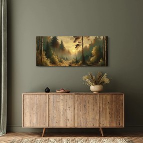Obraz - Slnko žiariace lesom (120x50 cm)