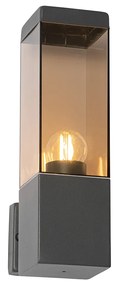 Moderná vonkajšia nástenná lampa tmavosivá s dymovým sklom - Malios