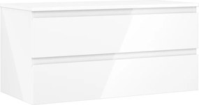 Mexen Orio, kúpeľňová skrinka 100 cm s hornou časťou, 2 zásuvky, biela lesklá, 91A10-10047-2-BFFC00