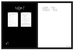 Toptabule.sk KOMB5 Kombinovaná magnetická tabuľa v čiernom drevenom ráme 200x100cm