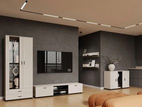 Obývacia stena Boho IX, Osvetlenie: osvetlenie LED RGB - farebné, Farby: kašmír / kašmír + čierna