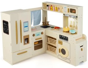 Detská kuchynka vrátane 22 doplnkov Rohová kuchynka na hranie so svetlom a zvukom Hračkárska kuchynka béžová