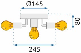 Toolight - Stropná kovová 6-ramenná lampa 6xE27 60W APP707-5C, chrómová, OSW-05206