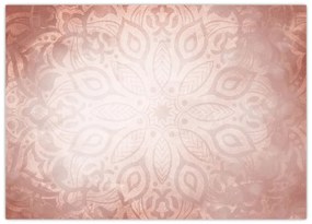 Sklenený obraz - Ružová mandala (70x50 cm)