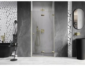 Mexen, Mexen Lunar-F pravé skladacie sprchové dvere 95 cm, transparentné, zlaté - 836-095-000-50-00-P