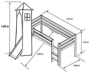 Detská vyvýšená posteľ so šmýkačkou DOMČEK zelenooranžovom - PRÍRODNÉ