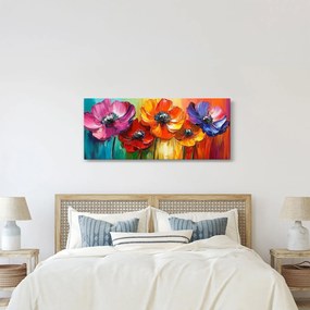 Obraz - Päť pestrofarebných kvetov (120x50 cm)
