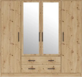 Šatník Smart 200 cm, artisan, zrkadlo