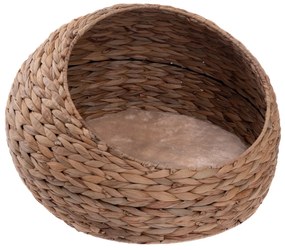 Pletený domček pre mačky s pelechom béžová, 48 x 33 cm