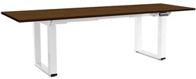 Výškovo nastaviteľný stôl OfficeTech Strong 240 x 80 cm, biela podnož, orech