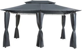 Záhradný altánok s LED solárnym osvetlením BestBerg BBGG-10 / 300 x 400 x 275 cm / šedá