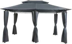 Záhradný altánok s LED solárnym osvetlením BestBerg BBGG-10 / 300 x 400 x 275 cm / šedá