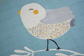 styldomova Detský modrý koberec PASTEL vtáčik