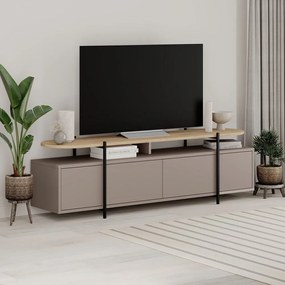 Sivo-béžový TV stolík v dekore duba 160x48 cm Hinoa – Marckeric