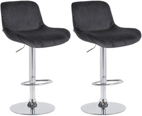 2x Barová stolička Solon - zamat, chróm rám - Black