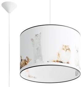 Detské závesné svietidlo Kitty, 1x plastové tienidlo so vzorom, (fi 40cm)
