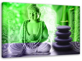 Obraz na plátně Buddha green zen spa - 90x60 cm
