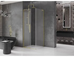 Mexen Velar L, sprchový kút s posuvnými dverami 120 x 120 cm, 8mm sklo námraza, zlatá matná, 871-120-120-33-55
