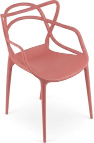 Sada 4 ks plastových stoličiek KATO, koralová