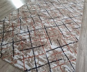 HU Béžový koberec Plush Deluxe červeny-mramor Rozmer: 70x130 cm