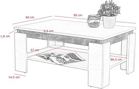 Sconto Konferenčný stolík TIM II betón/biela