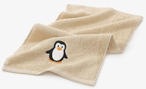 Goldea detský froté uterák - tučniak na béžovej 30 x 50 cm