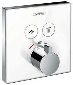 Hansgrohe ShowerSelect Glass - Termostat pod omietku pre 2 spotrebiče, biela/chróm 15738400