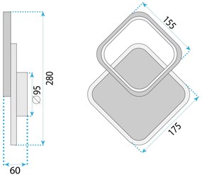 Toolight Toolight, LED nástenné svietidlo 18W, 3000K, 500lm, LHJ080-W, biela, OSW-50056
